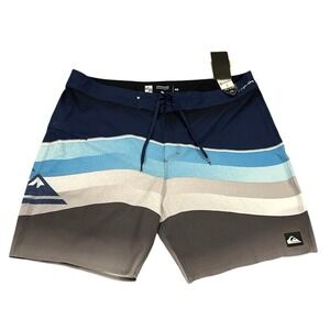 Quiksilver Highline Slab 20 Boardshorts Sz 40x20 Multi Tone Wave Stripe